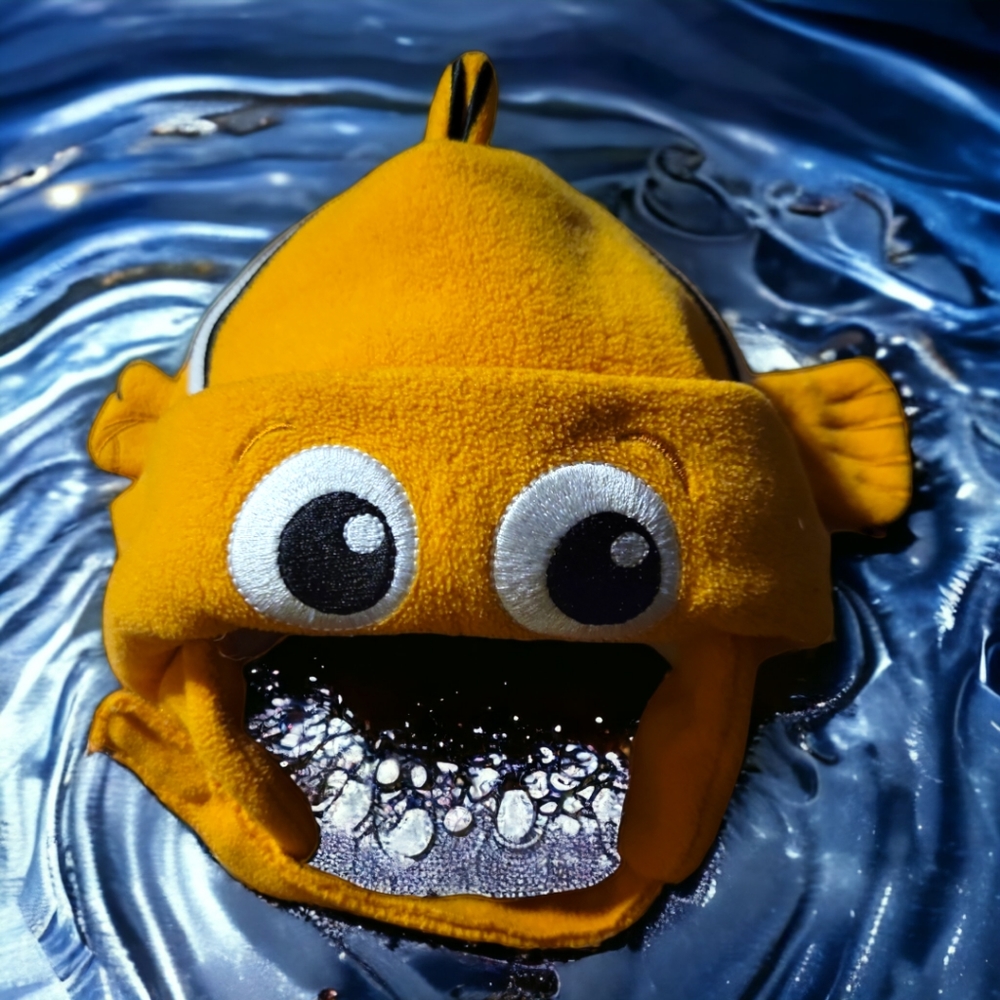 Toddler Hat Cap Beanie Nemo Fish "Hook/Loop Fastener" Embroidery Plush Orange